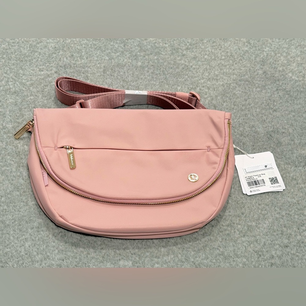 AUTHENTIC Lululemon All Night Festival Pink Shoulder Bag Gold